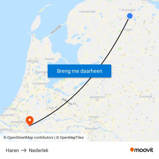 Haren to Nederlek map