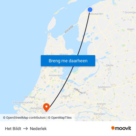 Het Bildt to Nederlek map