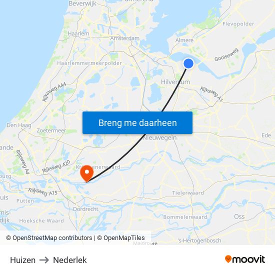 Huizen to Nederlek map