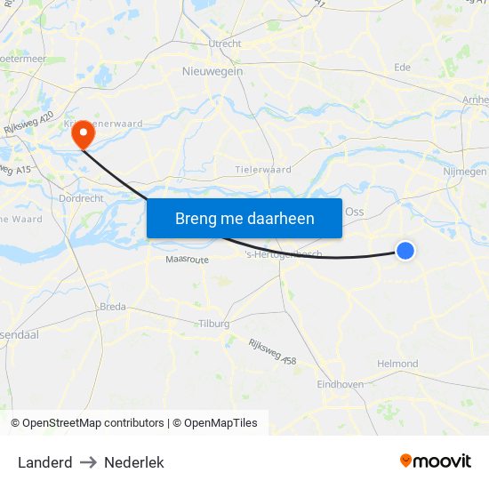 Landerd to Nederlek map