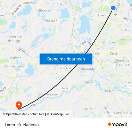 Laren to Nederlek map