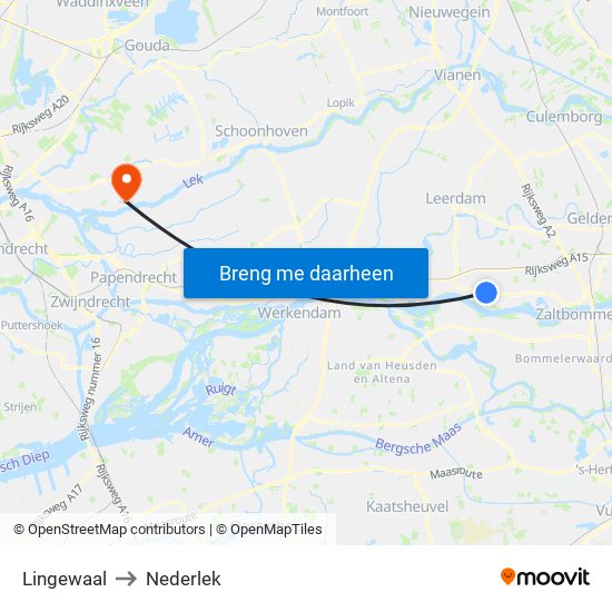 Lingewaal to Nederlek map