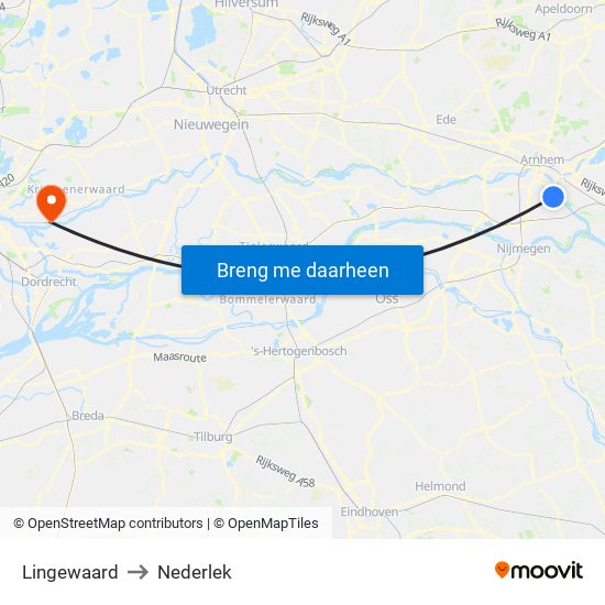 Lingewaard to Nederlek map