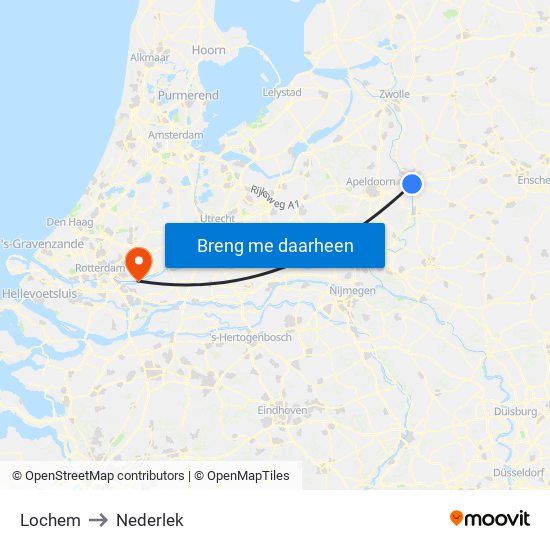 Lochem to Nederlek map