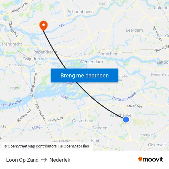 Loon Op Zand to Nederlek map