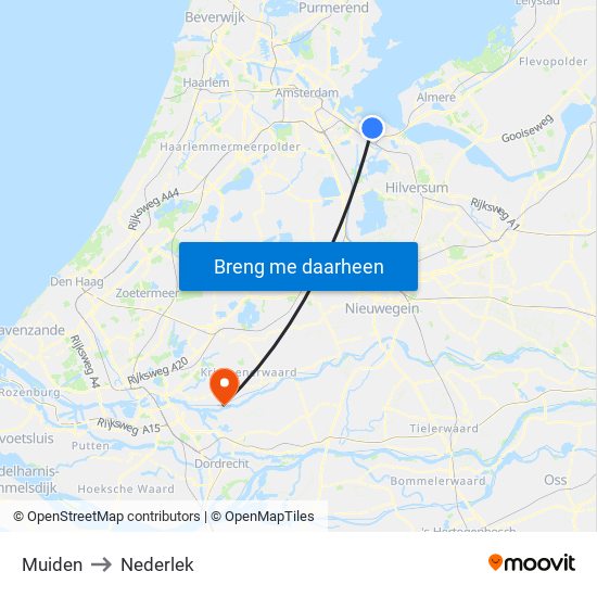 Muiden to Nederlek map