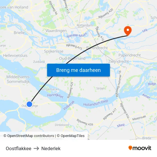 Oostflakkee to Nederlek map