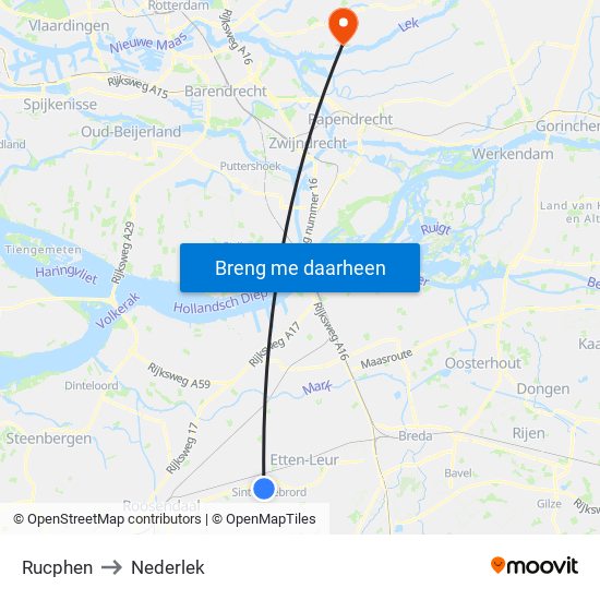 Rucphen to Nederlek map