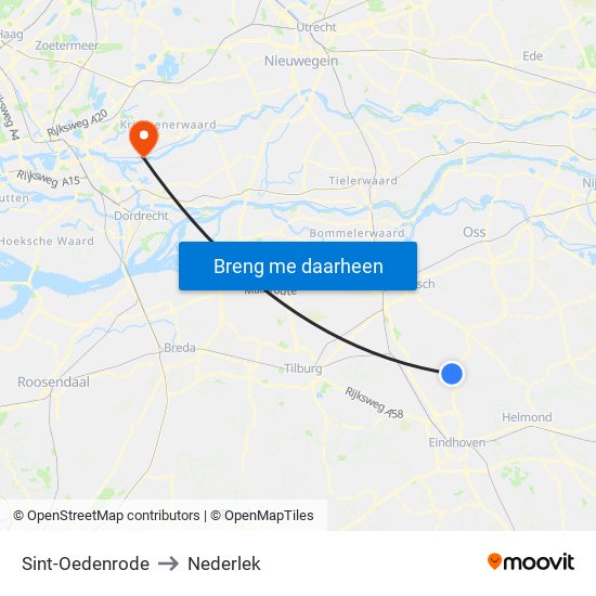 Sint-Oedenrode to Nederlek map