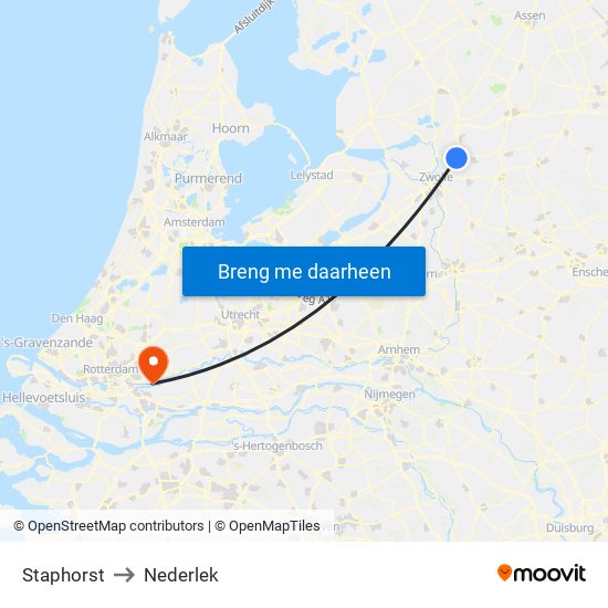 Staphorst to Nederlek map