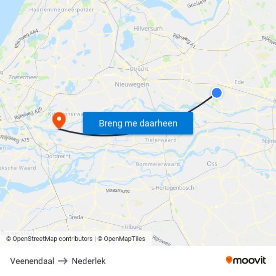 Veenendaal to Nederlek map