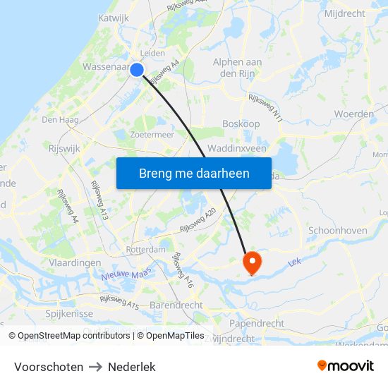 Voorschoten to Nederlek map