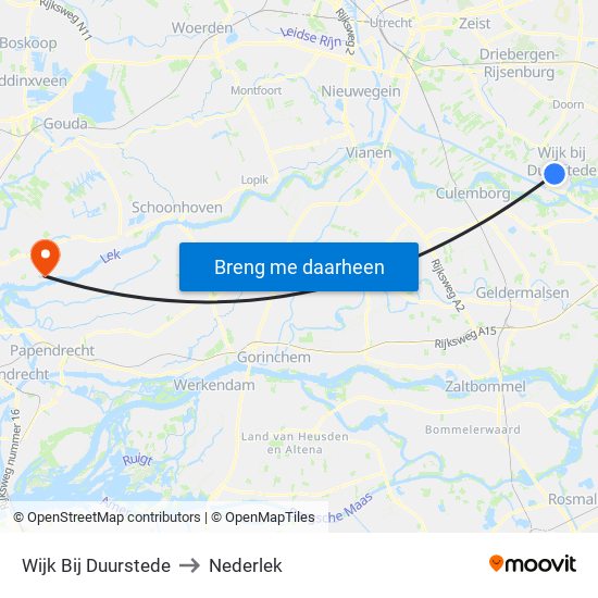 Wijk Bij Duurstede to Nederlek map