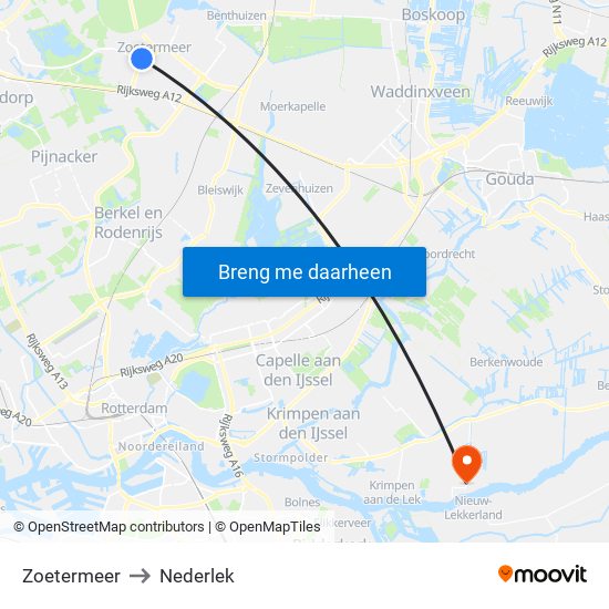 Zoetermeer to Nederlek map