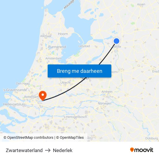 Zwartewaterland to Nederlek map