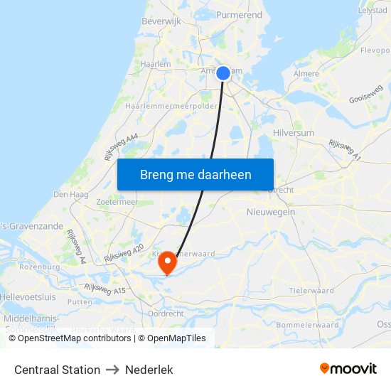 Centraal Station to Nederlek map