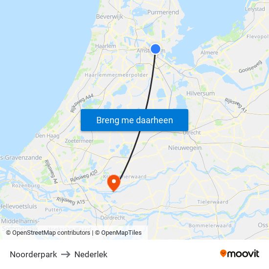 Noorderpark to Nederlek map