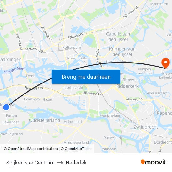 Spijkenisse Centrum to Nederlek map