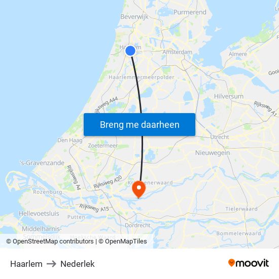 Haarlem to Nederlek map