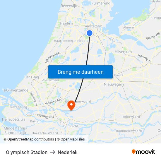 Olympisch Stadion to Nederlek map