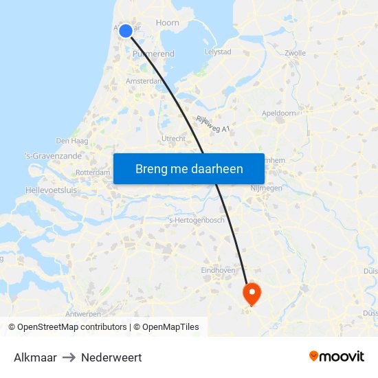 Alkmaar to Nederweert map