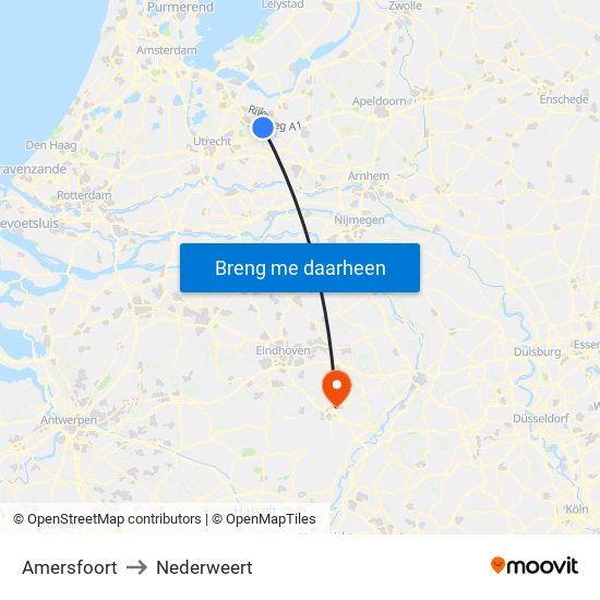 Amersfoort to Nederweert map