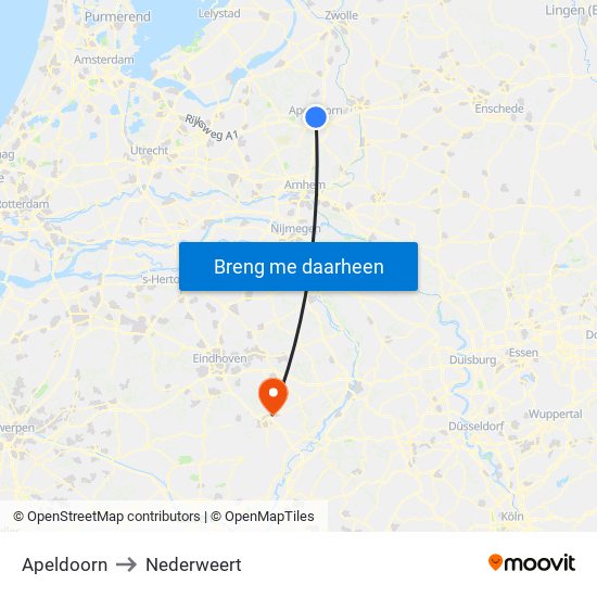 Apeldoorn to Nederweert map