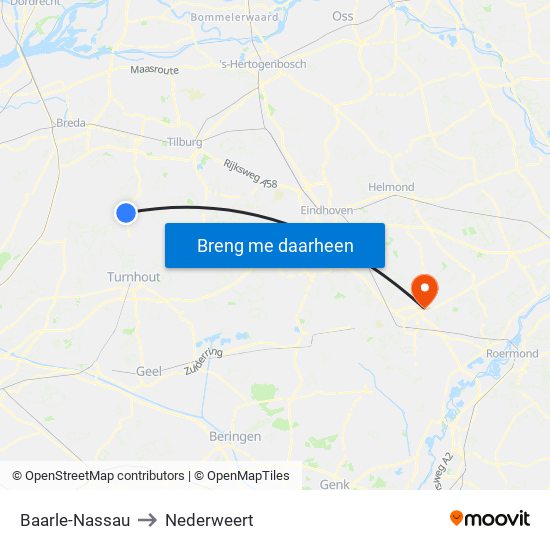 Baarle-Nassau to Nederweert map