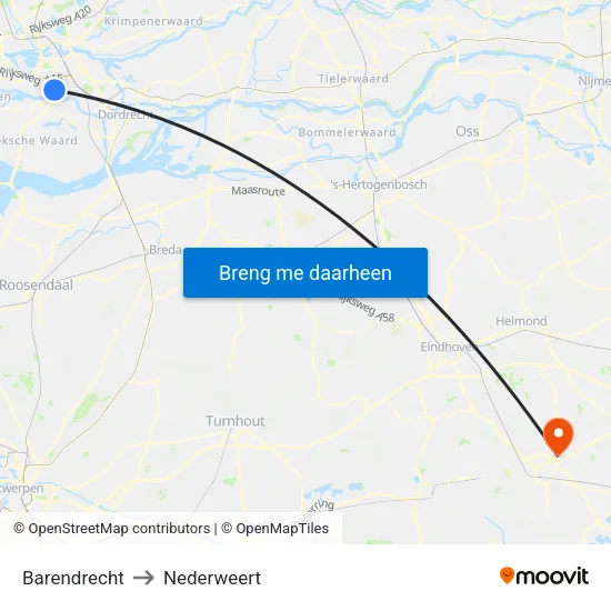 Barendrecht to Nederweert map