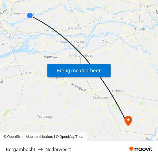 Bergambacht to Nederweert map