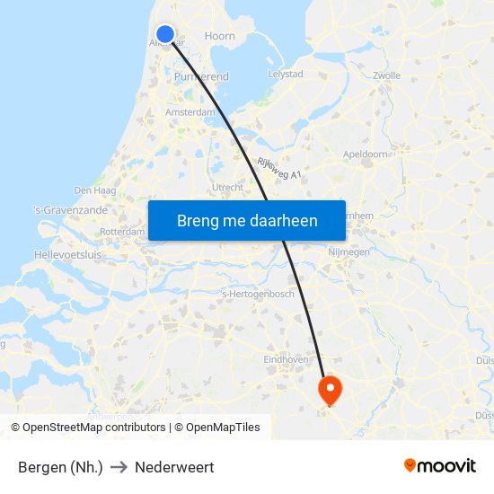 Bergen (Nh.) to Nederweert map