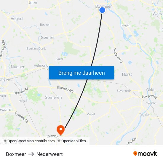 Boxmeer to Nederweert map