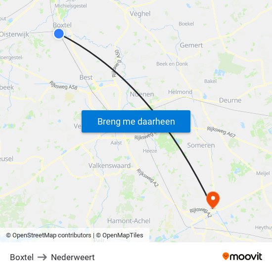 Boxtel to Nederweert map