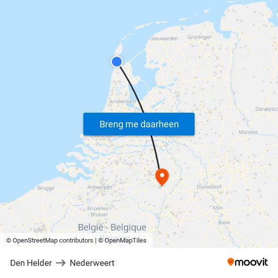 Den Helder to Nederweert map