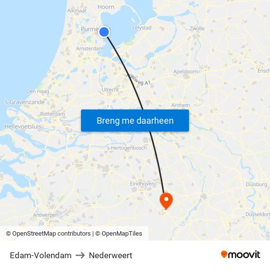 Edam-Volendam to Nederweert map