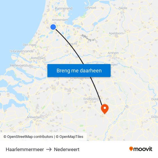 Haarlemmermeer to Nederweert map