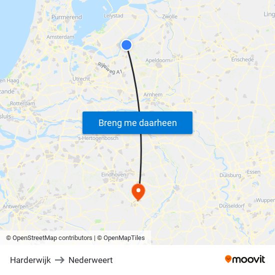 Harderwijk to Nederweert map