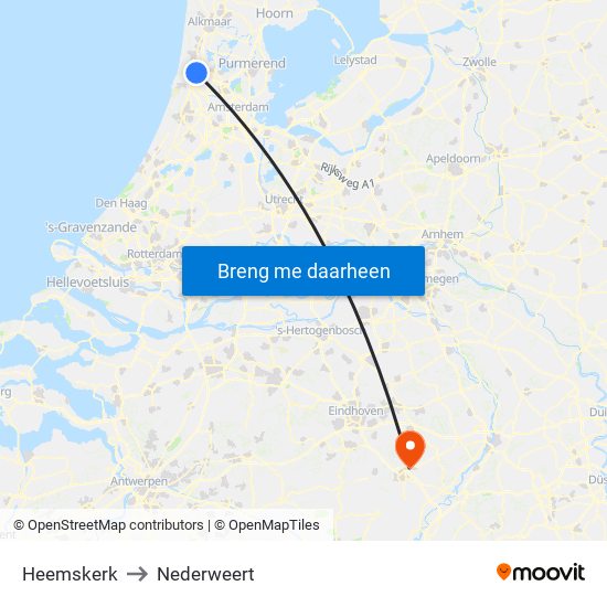 Heemskerk to Nederweert map