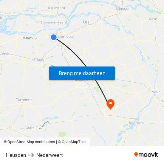 Heusden to Nederweert map