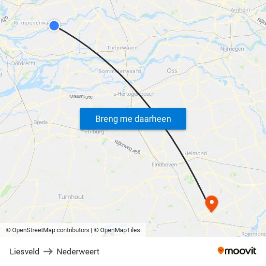 Liesveld to Nederweert map