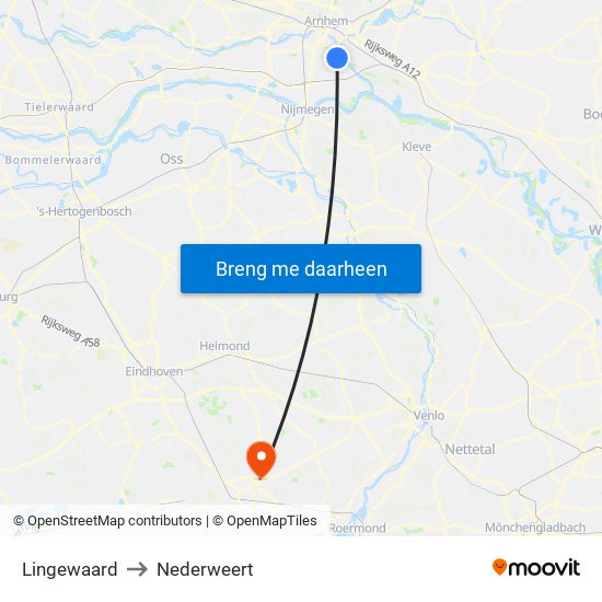 Lingewaard to Nederweert map