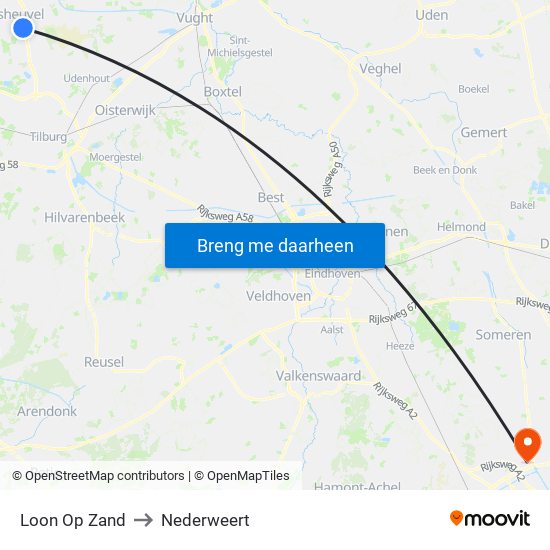 Loon Op Zand to Nederweert map