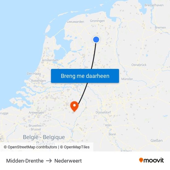 Midden-Drenthe to Nederweert map