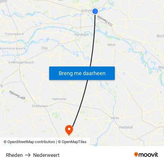 Rheden to Nederweert map