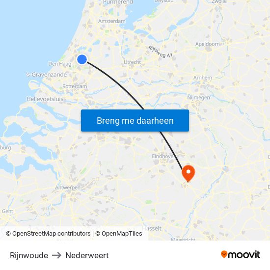 Rijnwoude to Nederweert map