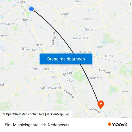Sint-Michielsgestel to Nederweert map