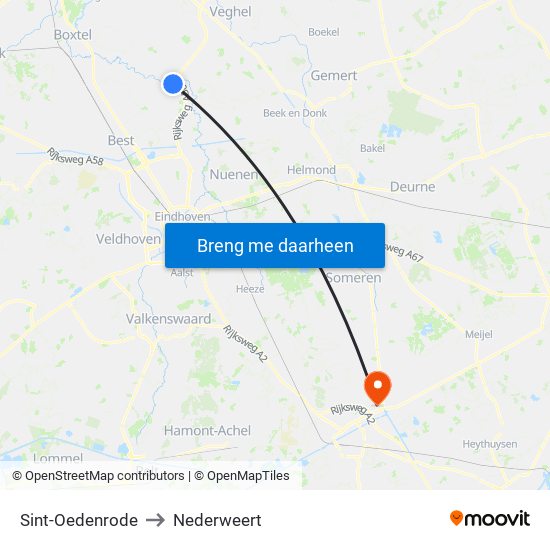 Sint-Oedenrode to Nederweert map