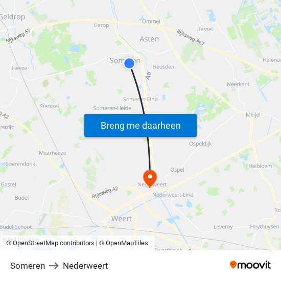 Someren to Nederweert map