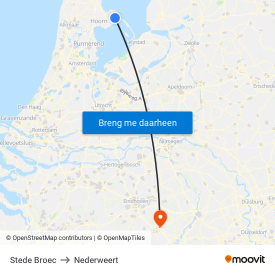 Stede Broec to Nederweert map