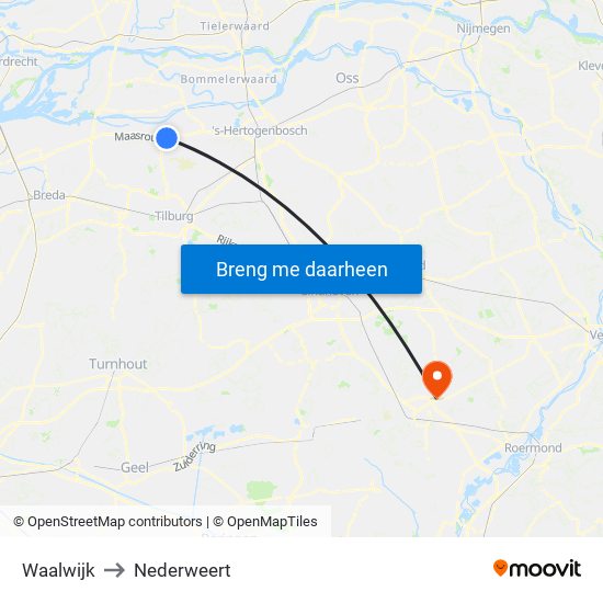 Waalwijk to Nederweert map